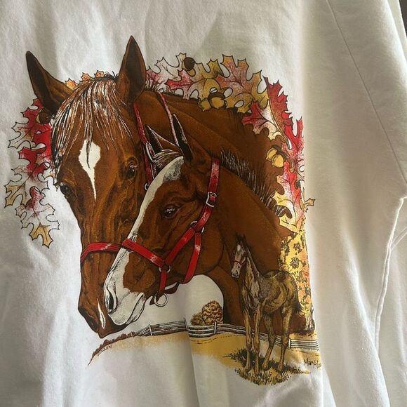 Vintage Horse Print White Sweatshirt - Picture 16 of 16